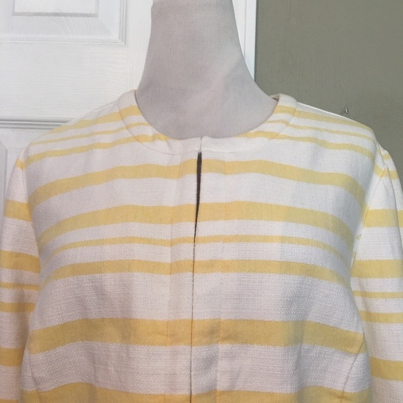 NWT Cato Yellow and White Striped Blazer with Three-Quarter Sleeves - Picture 3 of 7